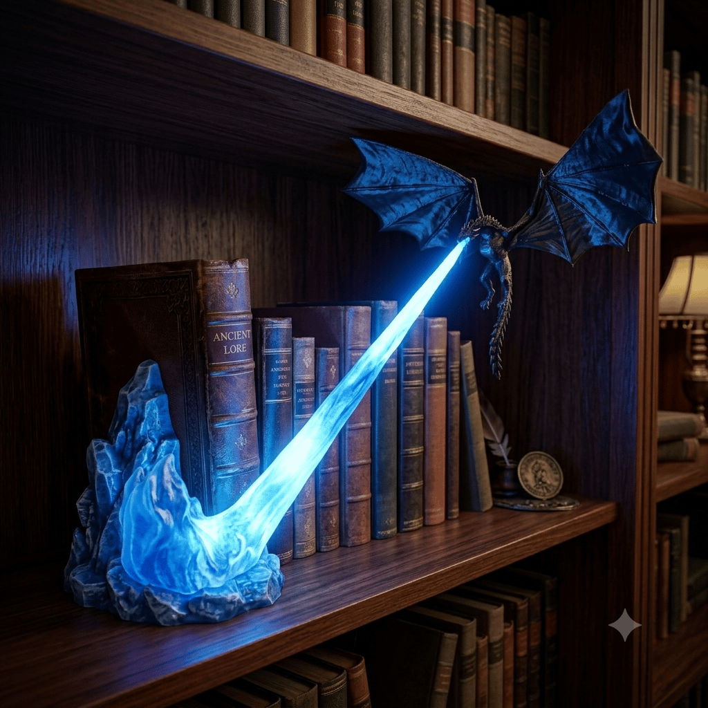 π Fire-Breathing Dragon Bookshelf Decor Lamp