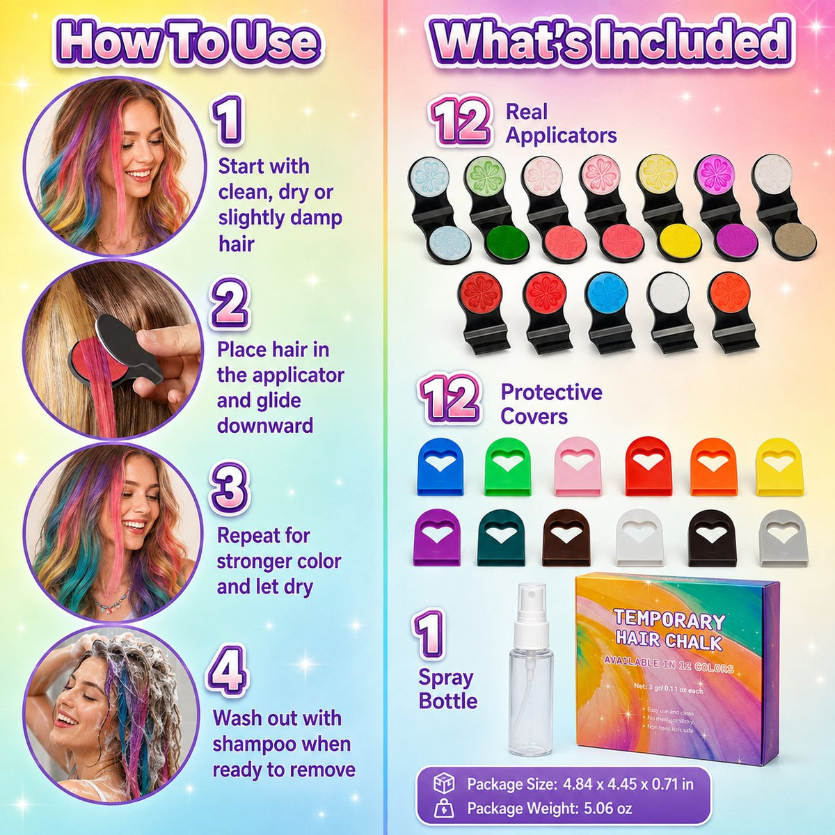 π12-Color Temporary Hair Chalk Applicator Set