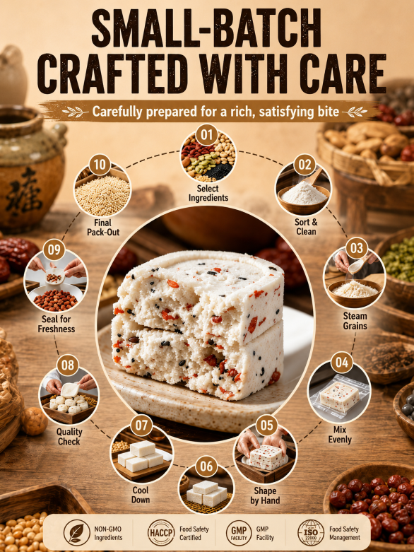 💖Handmade Red Date & Poria Bazhen Cakes – Soft, Wholesome Whole-Grain Snack