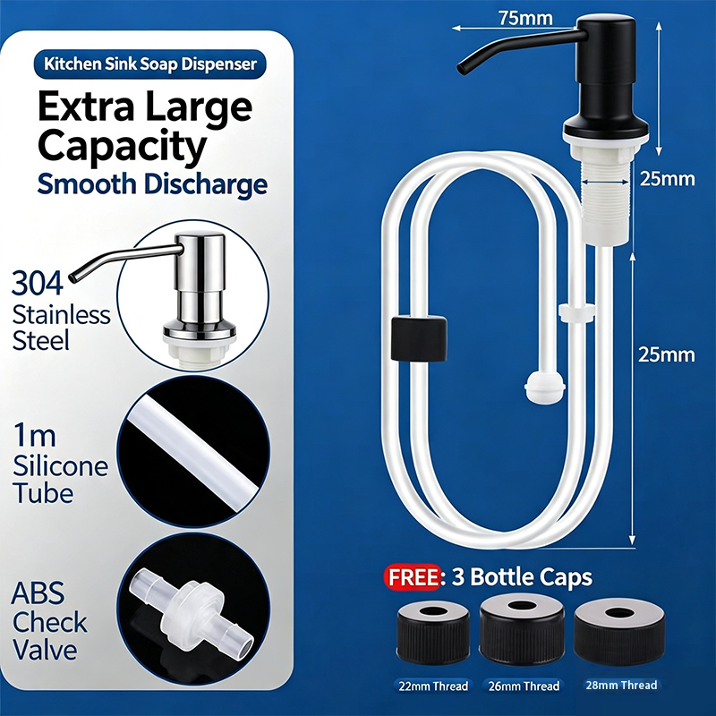 Built-In Sink Soap Dispenser with 39-Inch Extension Tube