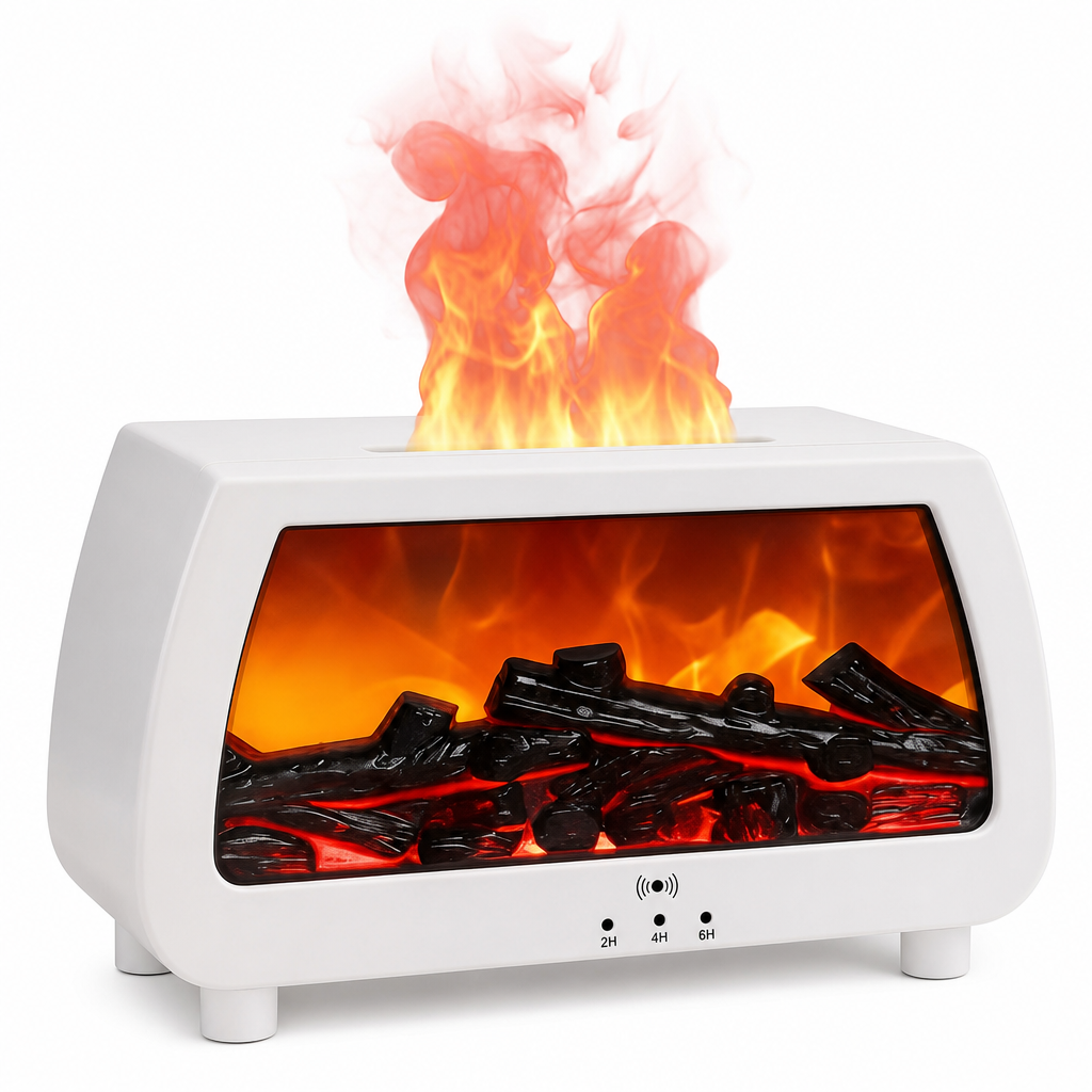 🔥💨 Fireplace Flame Humidifier – Aromatherapy Diffuser, Music Sync Light & Whisper Quiet 🌙