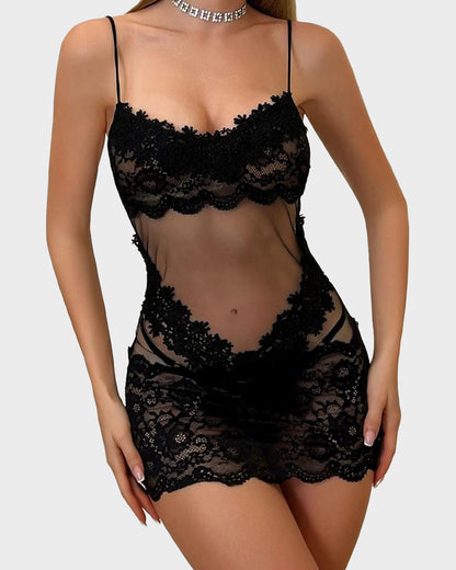 Solid Color Lace Sexy Nightgown