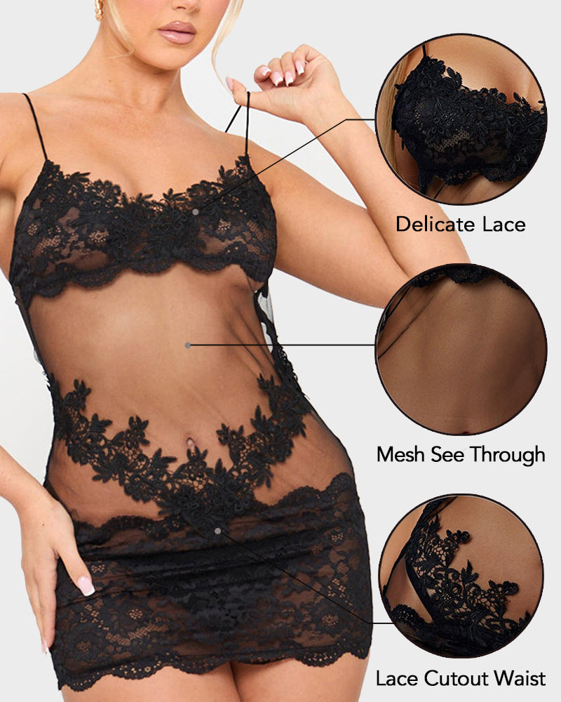 Solid Color Lace Sexy Nightgown