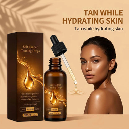 Sun‐Free Self‐Tanning Drops ☀️Get Natural Bronze Tan Without UV Exposure