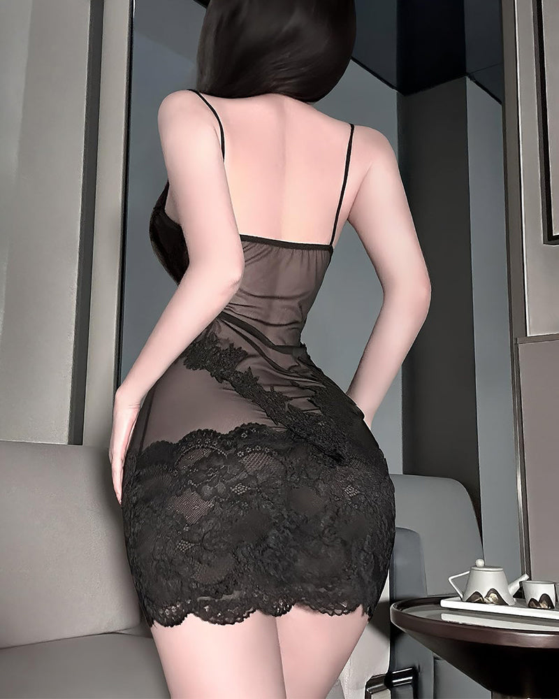Solid Color Lace Sexy Nightgown