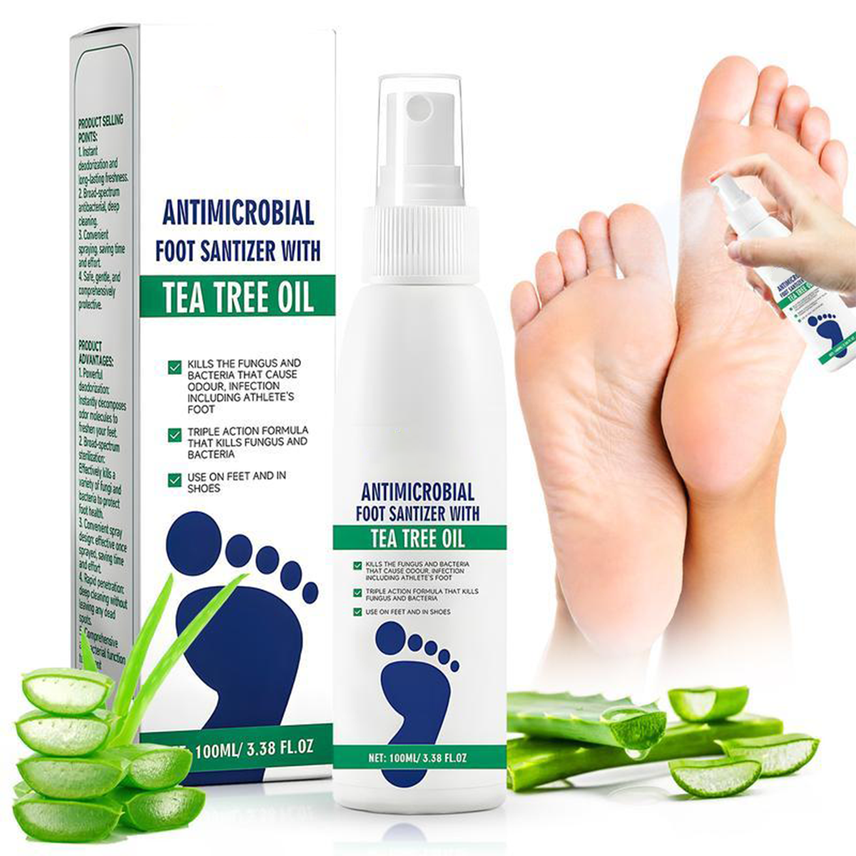 🍃Tea Tree Oil Foot Deodorant Spray - Antifungal Odor Removal for Feet & Shoes