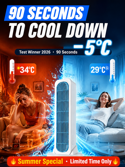 【90S Cool Down the Whole Room】Tower Fan Standing and Lying Down Air Conditioner