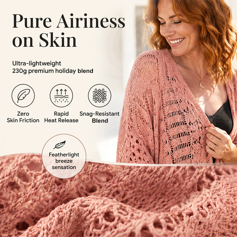 🌸Women’s Oversized Knit Cardigan – Lightweight Crochet Tassel Kimono for Spring & Summer