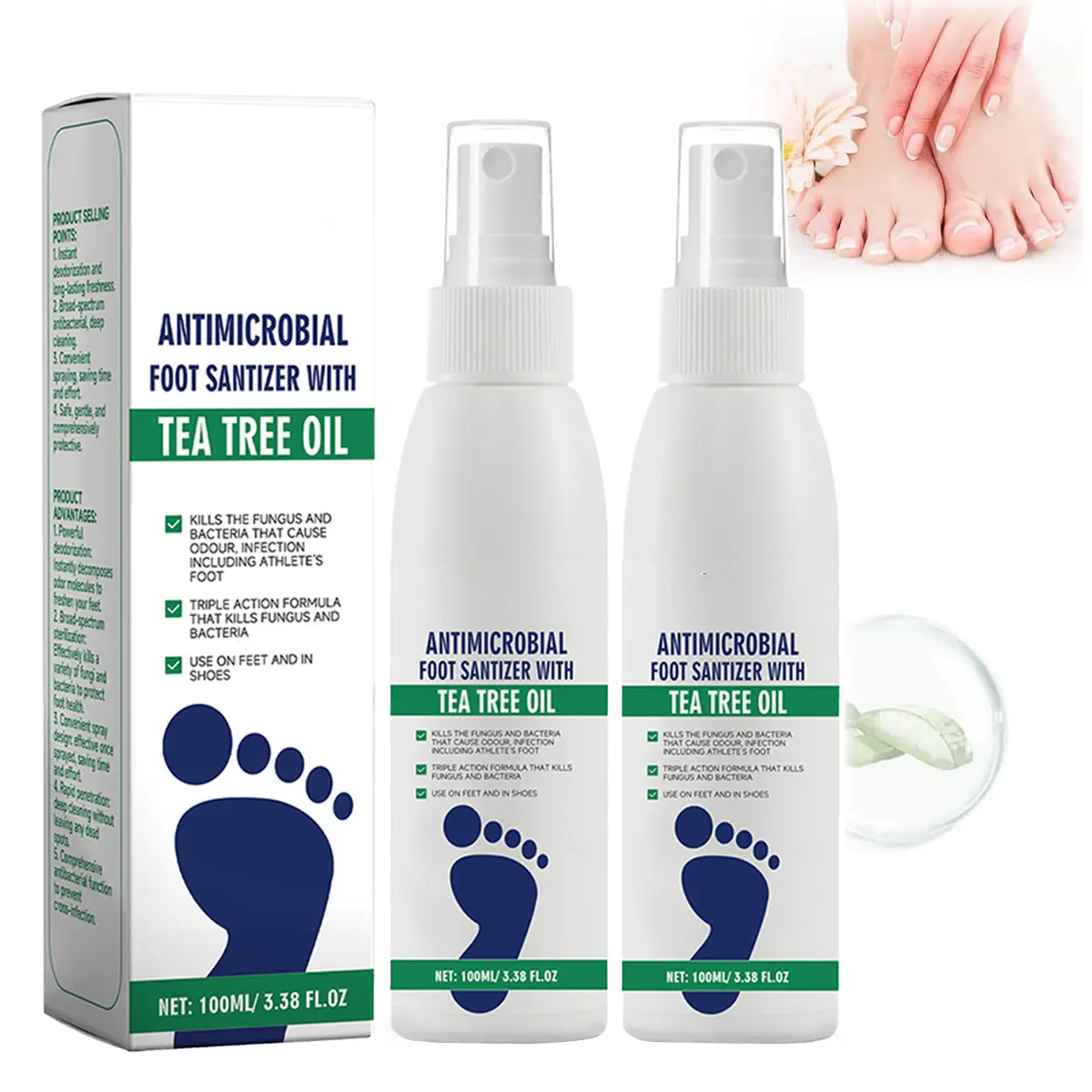 🍃Tea Tree Oil Foot Deodorant Spray - Antifungal Odor Removal for Feet & Shoes