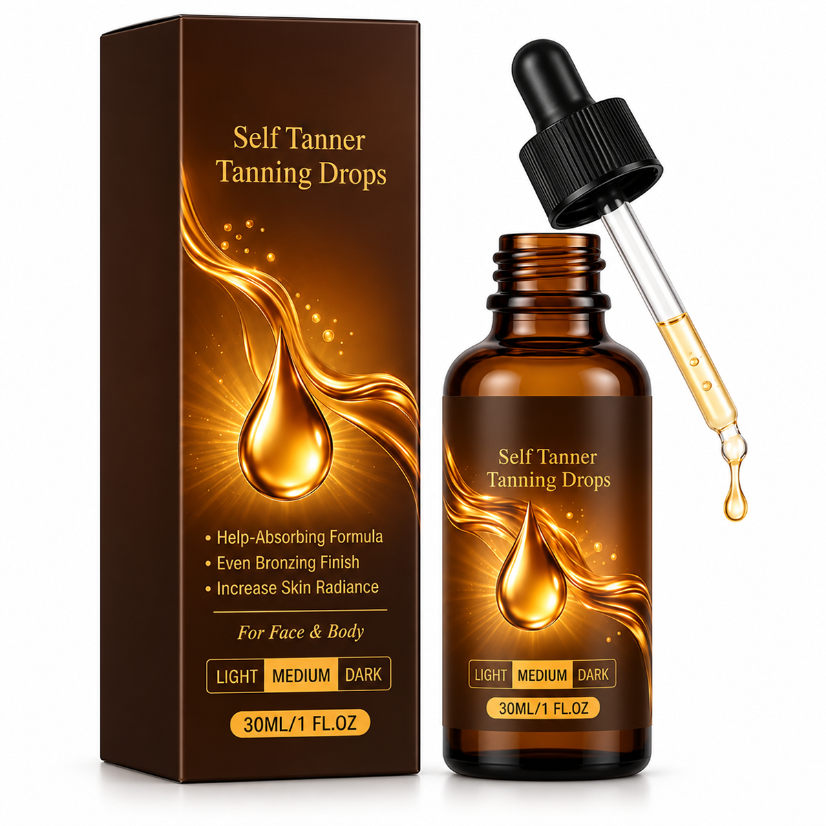 Sun‐Free Self‐Tanning Drops ☀️Get Natural Bronze Tan Without UV Exposure
