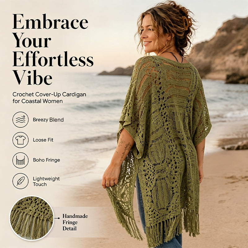 🌸Women’s Oversized Knit Cardigan – Lightweight Crochet Tassel Kimono for Spring & Summer