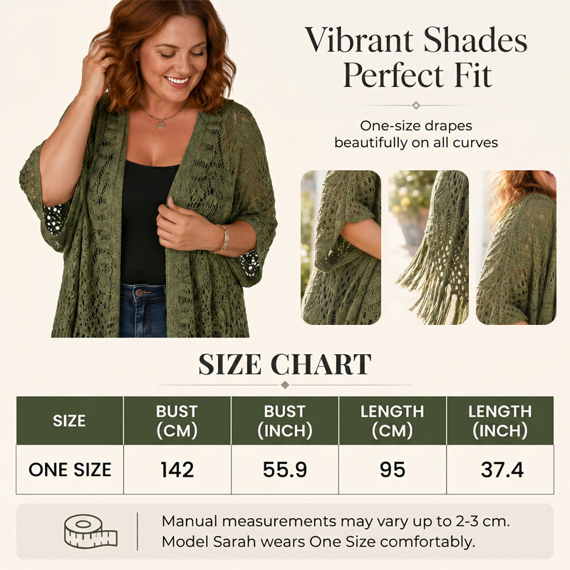 🌸Women’s Oversized Knit Cardigan – Lightweight Crochet Tassel Kimono for Spring & Summer