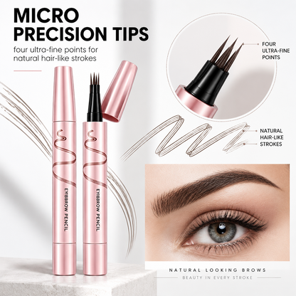 🔥🖤 Waterproof Eyebrow Pencil with 4-Prong Tip | Ultra-Fine Lines for Natural Hair-Like Effect 💗