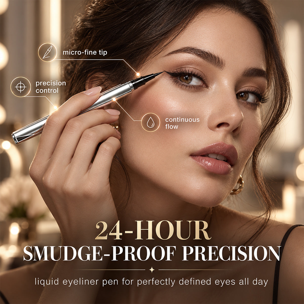 👁️ 24-Hour Smudge-Proof Precision Liquid Eyeliner Pen – Perfectly Defined Eyes All Day ✨