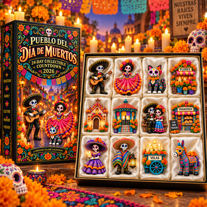 💀 Día de Muertos 2026 Countdown Calendar – 24-Day Day of the Dead Village with 24 Collectible Miniatures