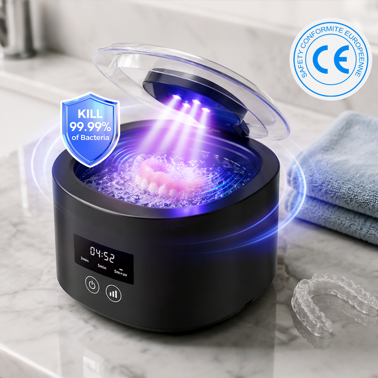 Ultrasonic Dental Cleaner – Deep Cleaning for Retainers, Aligners & Dentures