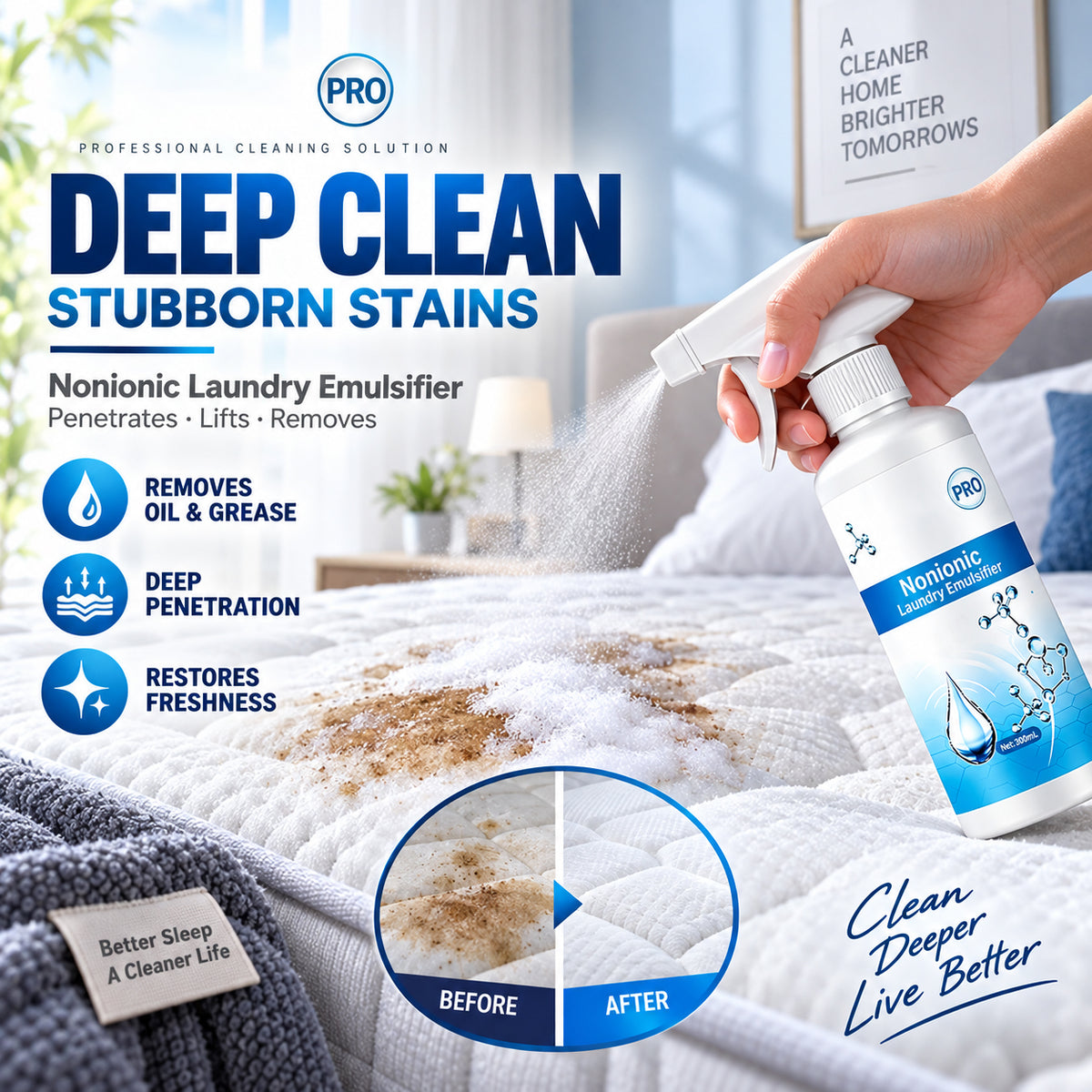 🧴 Clothing Emulsifier, Non-Ionic Laundry Pre-Treatment Stain Remover