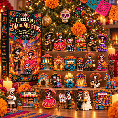💀 Día de Muertos 2026 Countdown Calendar – 24-Day Day of the Dead Village with 24 Collectible Miniatures