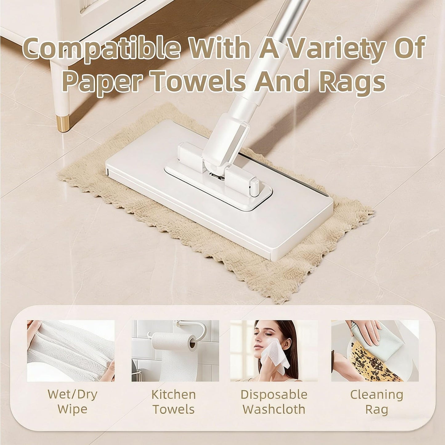 Mini Clip Mop with Rotating Head – Wet & Dry Cleaning Tool for Walls, Bathroom, Toilet Corners & Doors