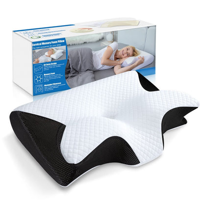 2-in-1 Dual-Contour Memory Foam Neck Pillow – Ergonomic Support for Sleep & Rest