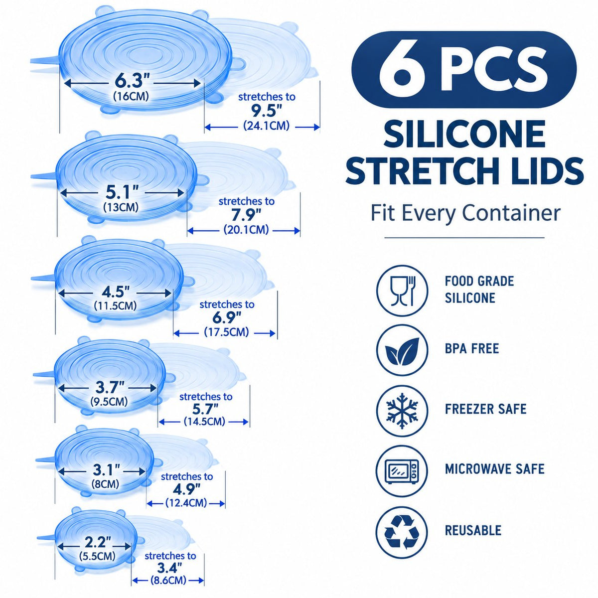Reusable Stretch Silicone Food Covers – Flexible & Easy to Use