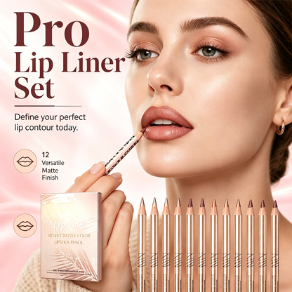 💄12-Color Lip Liner Pencil Set – Smudge-Proof & Long-Lasting