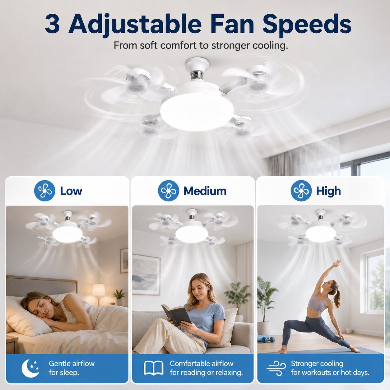 2026 New E27 Socket Ceiling Fan Light