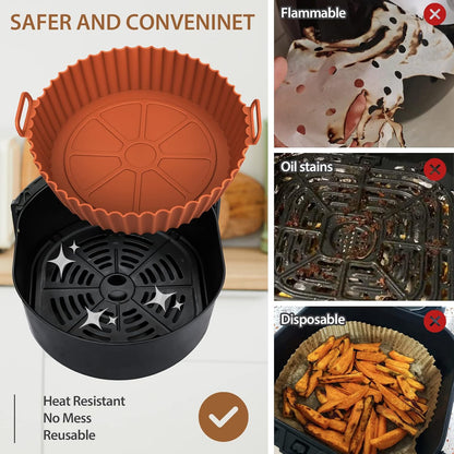 🔥 6-Piece Silicone Air Fryer Baking Tray Set – Non-Stick, Reusable & Easy to Clean