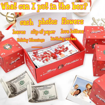 Christmas Pop-Up Surprise Gift Box, Folding Bouncing Red Envelope Box