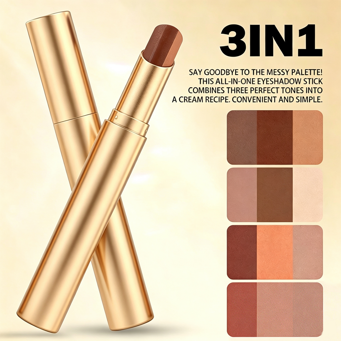 ✨ 3-in-1 Eyeshadow Stick – Waterproof Long-Wear Shimmer Eye Makeup