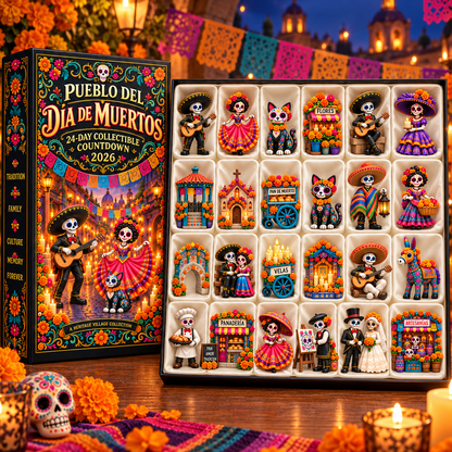 💀 Día de Muertos 2026 Countdown Calendar – 24-Day Day of the Dead Village with 24 Collectible Miniatures