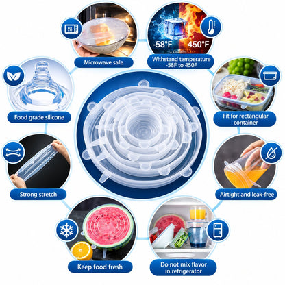 Reusable Stretch Silicone Food Covers – Flexible & Easy to Use