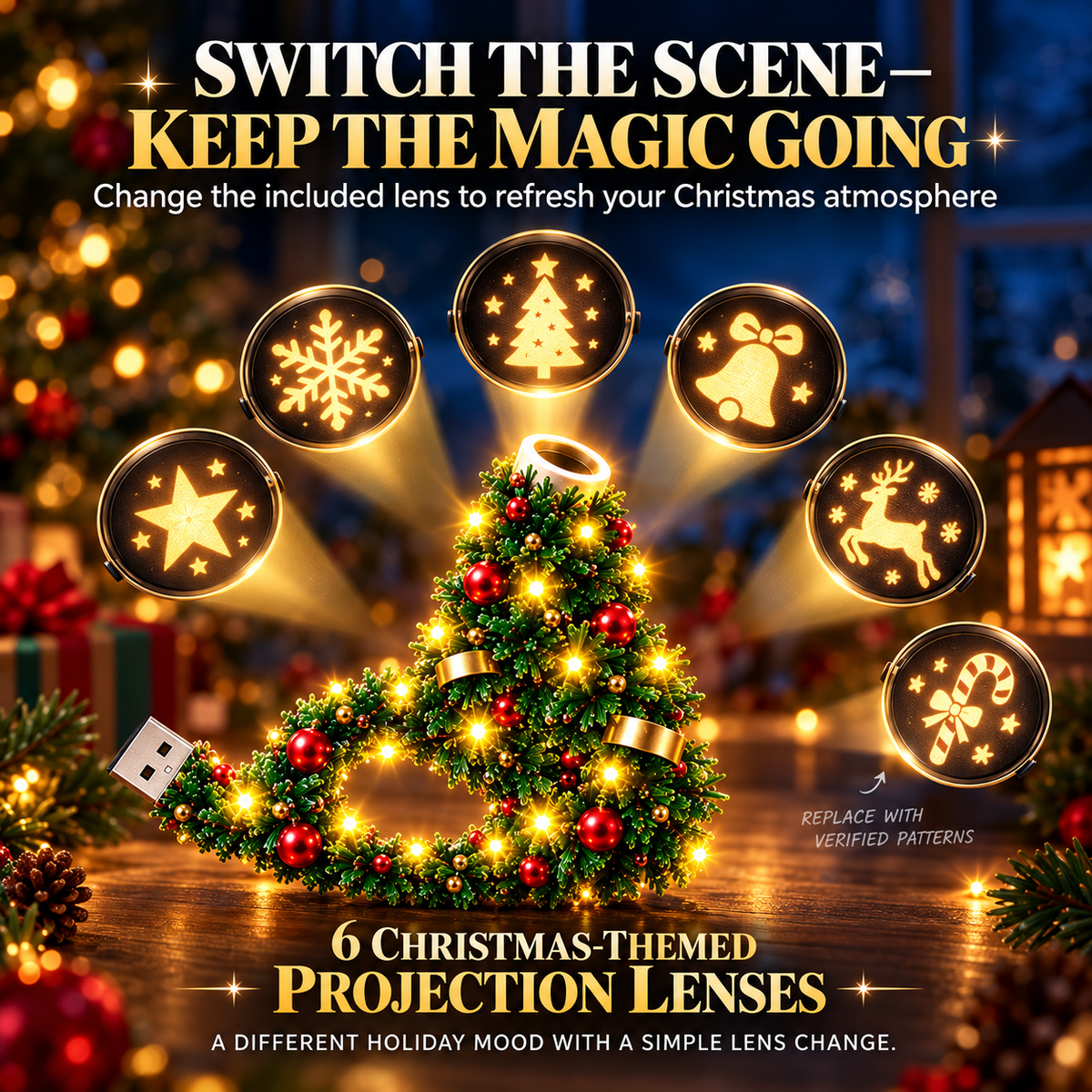 🎄🎃 Holiday Projection Wreath Light – Christmas & Halloween Ceiling Projector Decor