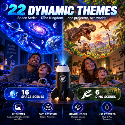 5D Holographic Dinosaur & Galaxy Projector: Powered by Las Vegas Sphere Tech, Turns Your Room & Car Into a Jurassic World in 1s!