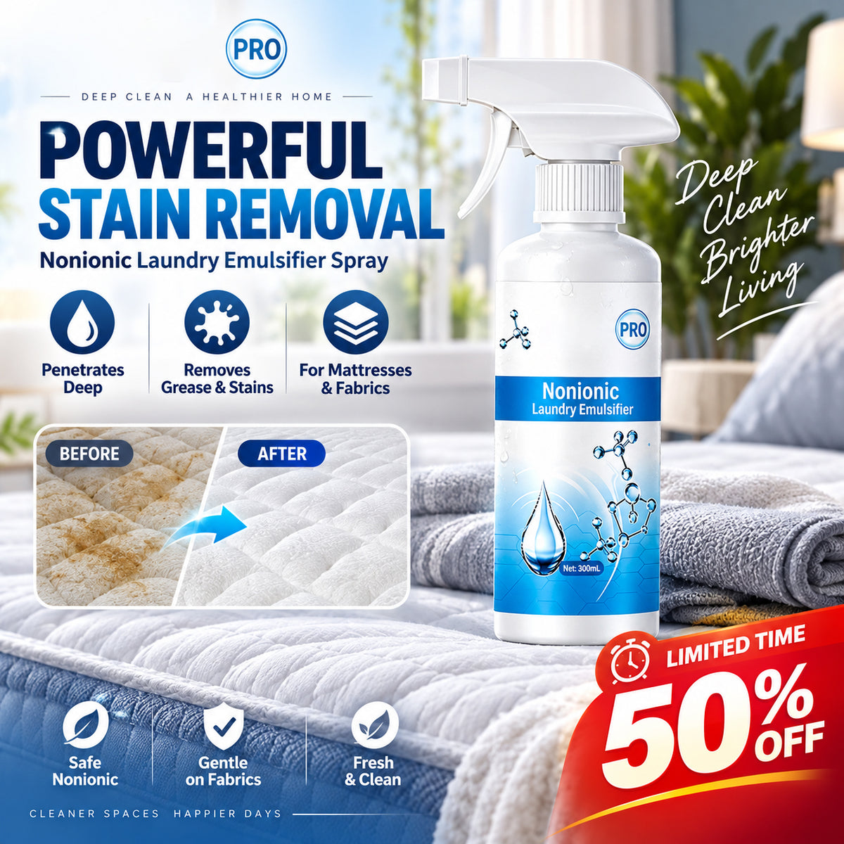 🧴 Clothing Emulsifier, Non-Ionic Laundry Pre-Treatment Stain Remover