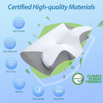 2-in-1 Dual-Contour Memory Foam Neck Pillow – Ergonomic Support for Sleep & Rest