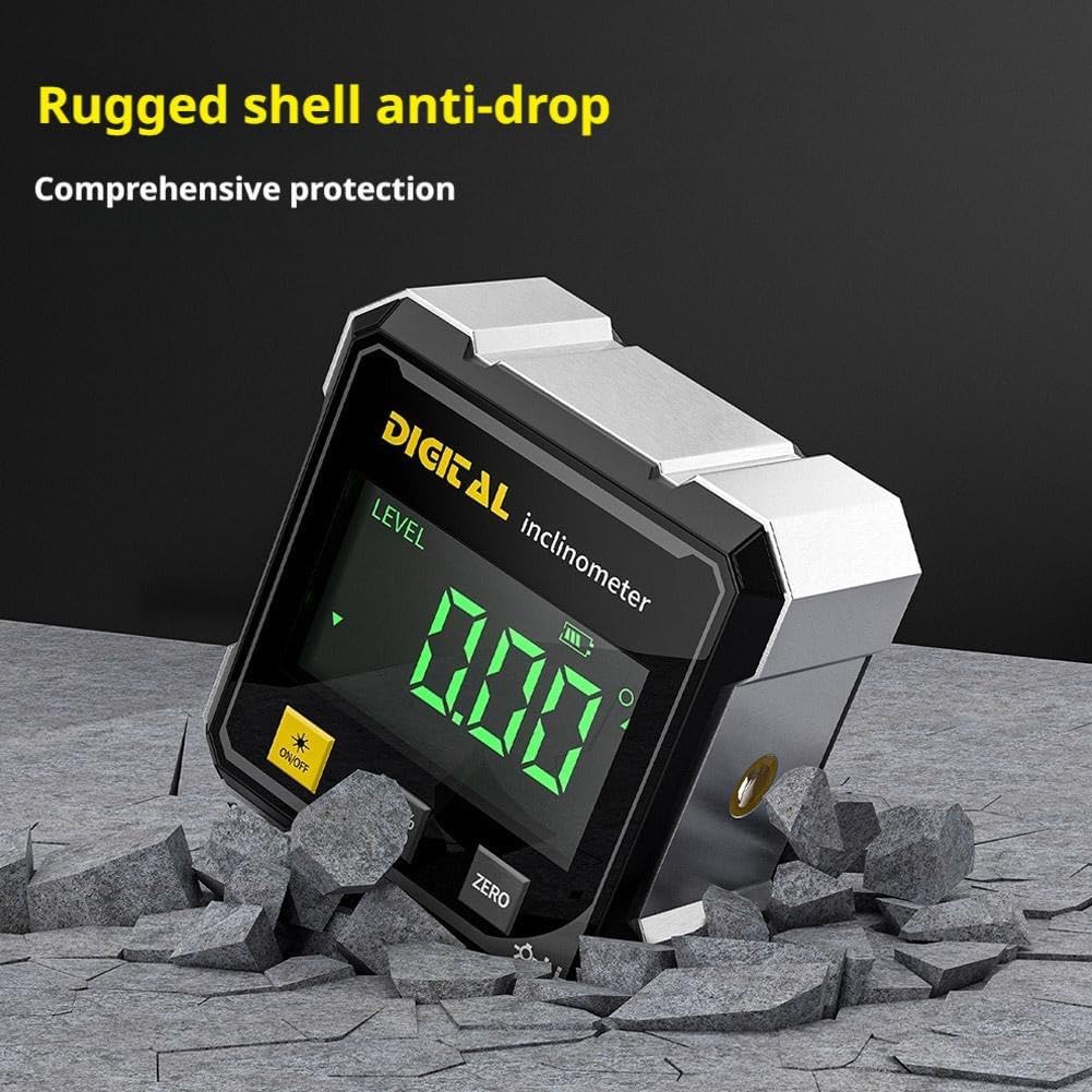 Digital Angle Finder, 4-Side Magnetic Gauge, Laser Inclinometer for Woodworking & Hanging