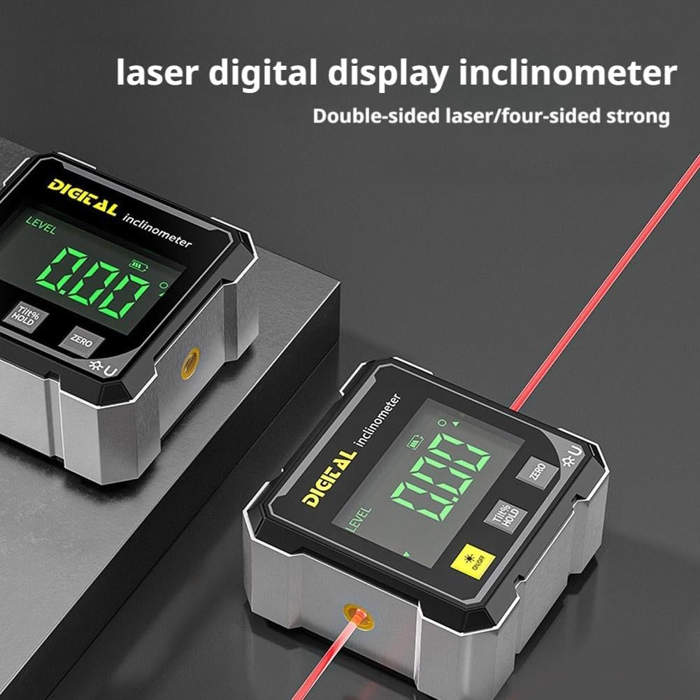 Digital Angle Finder, 4-Side Magnetic Gauge, Laser Inclinometer for Woodworking & Hanging