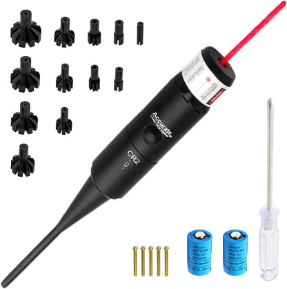 Laser Bore Sight Kit Multiple Calibers– Red & Green Dot Alignment Set for .177–12GA Compatible Firearms