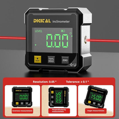 Digital Angle Finder, 4-Side Magnetic Gauge, Laser Inclinometer for Woodworking & Hanging