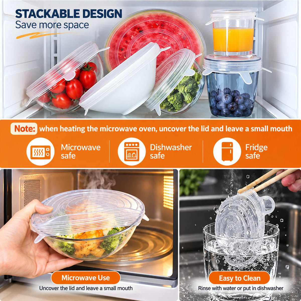 Reusable Stretch Silicone Food Covers – Flexible & Easy to Use