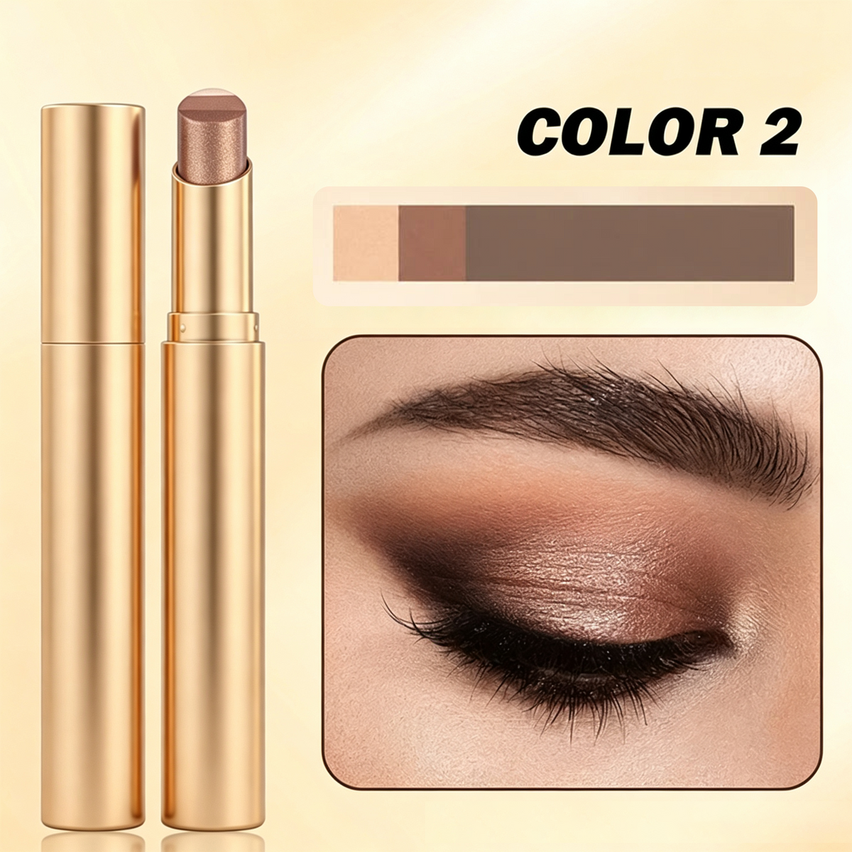✨ 3-in-1 Eyeshadow Stick – Waterproof Long-Wear Shimmer Eye Makeup