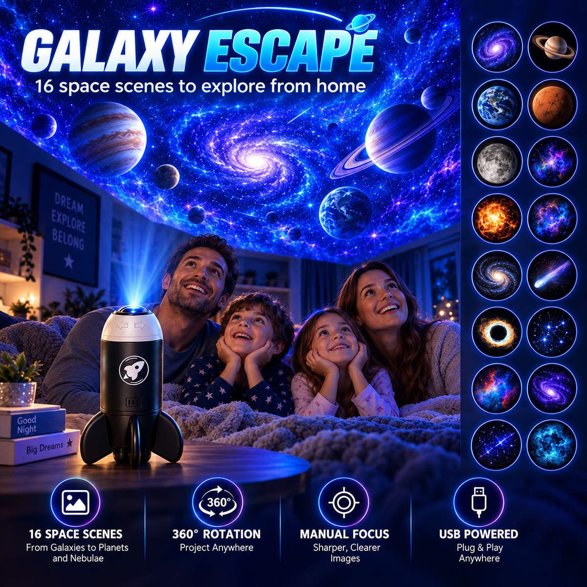 5D Holographic Dinosaur & Galaxy Projector: Powered by Las Vegas Sphere Tech, Turns Your Room & Car Into a Jurassic World in 1s!