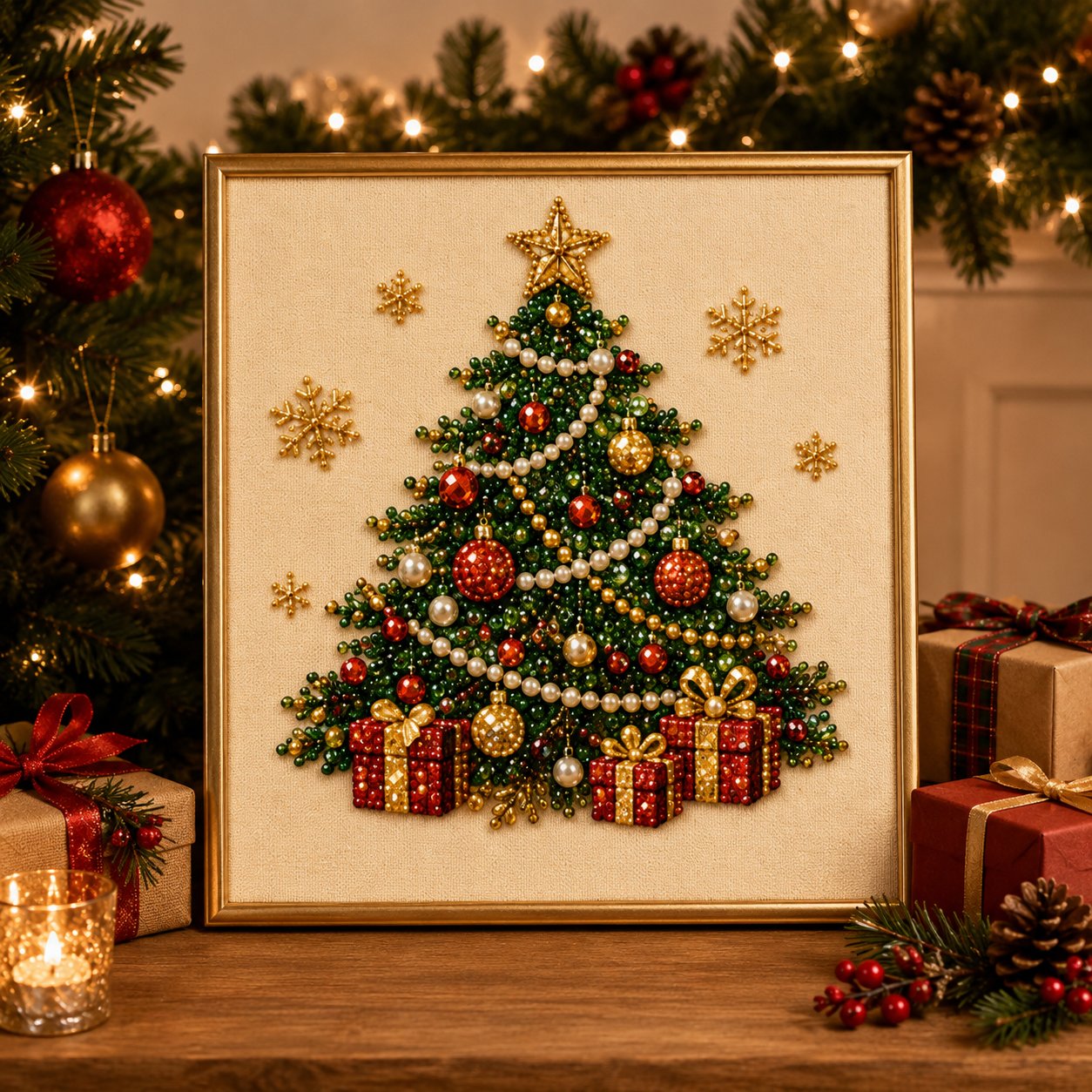 🎅🎄3D Pearl Art Kit – Christmas DIY Craft Set for Kids & Family Creative Fun