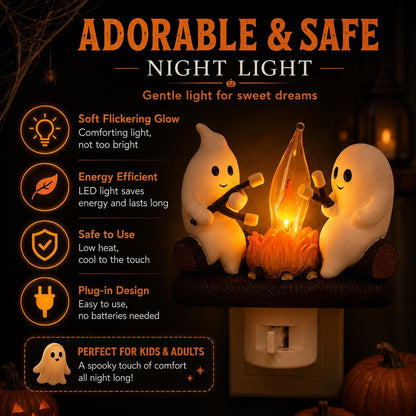 🕯️👻Halloween Ghost Campfire Flickering Flame Plug-in Wall Night Light