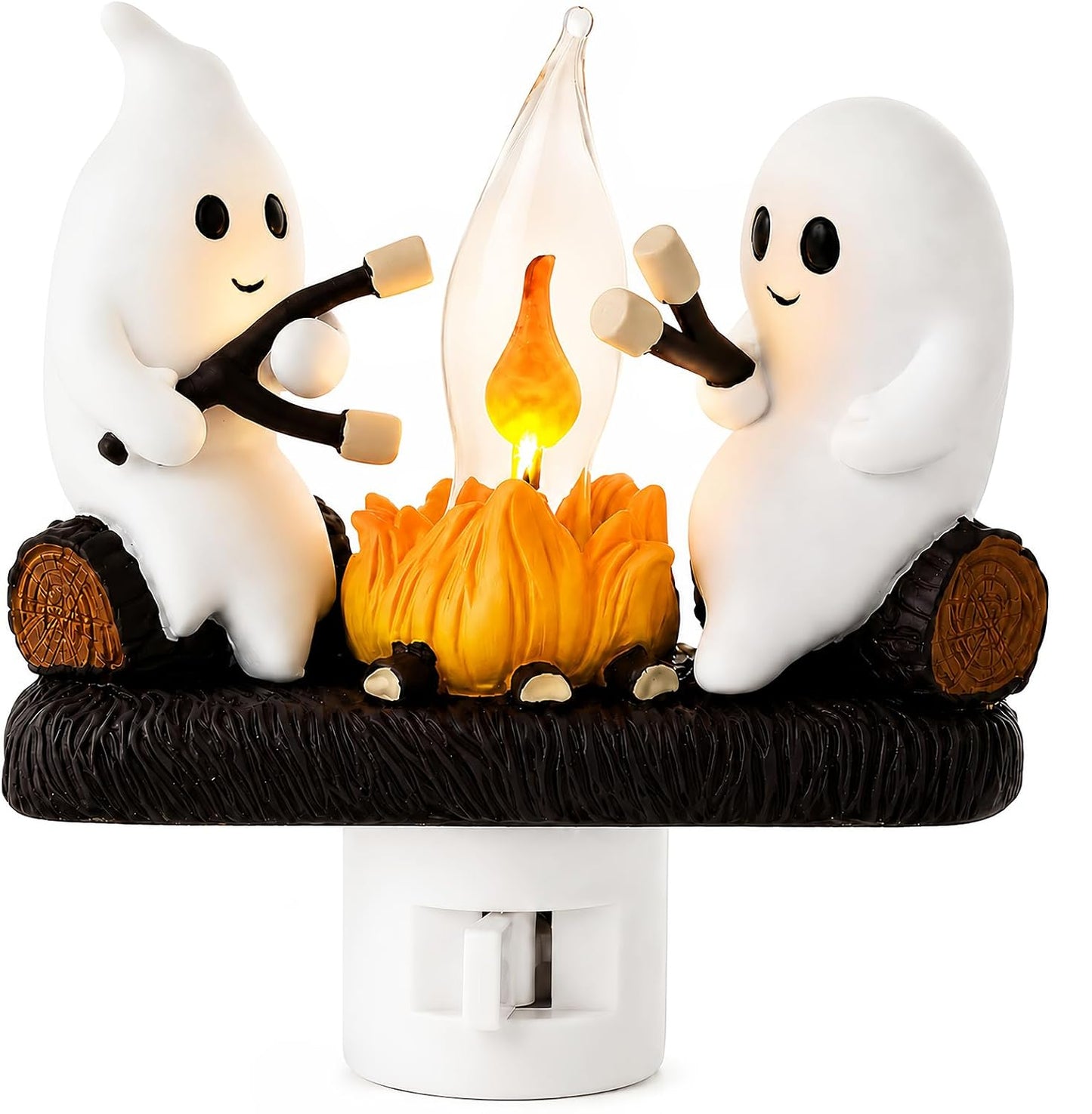 🕯️👻Halloween Ghost Campfire Flickering Flame Plug-in Wall Night Light