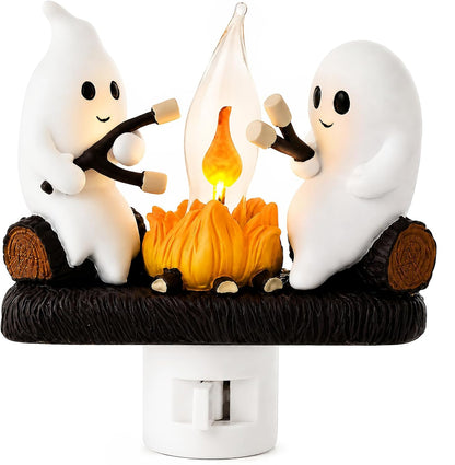 🕯️👻Halloween Ghost Campfire Flickering Flame Plug-in Wall Night Light