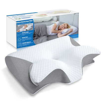 2-in-1 Dual-Contour Memory Foam Neck Pillow – Ergonomic Support for Sleep & Rest