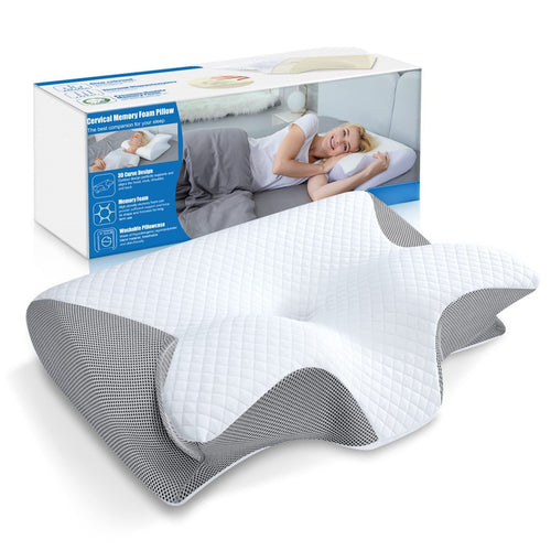 2-in-1 Dual-Contour Memory Foam Neck Pillow – Ergonomic Support for Sleep & Rest