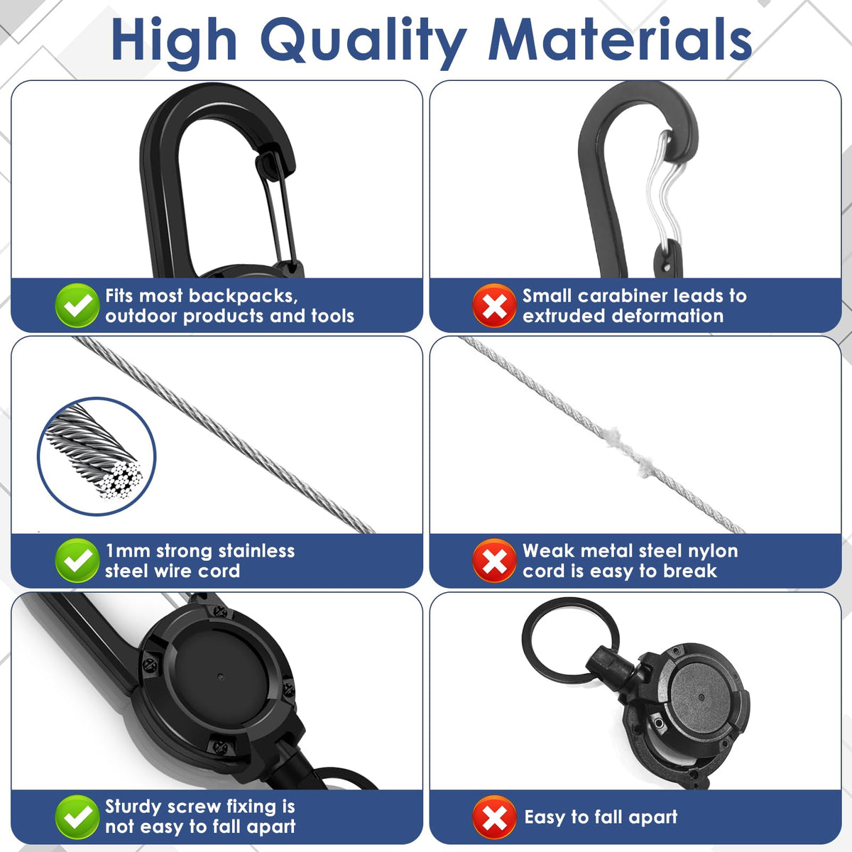 🔑 Heavy Duty Retractable Keychain Set